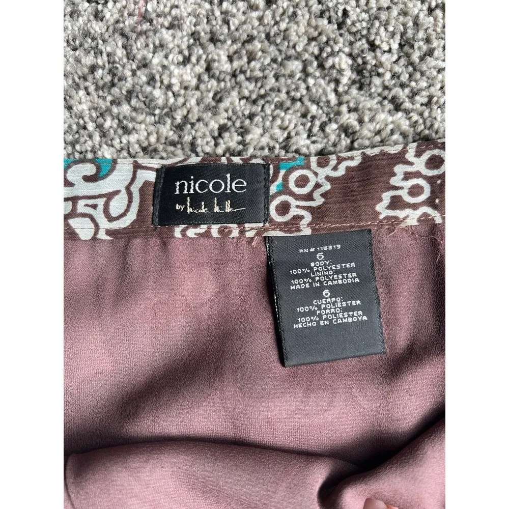Vintage 2000's Nicole Miller Women's Brown/Teal boho paisley skirt size‎ 6